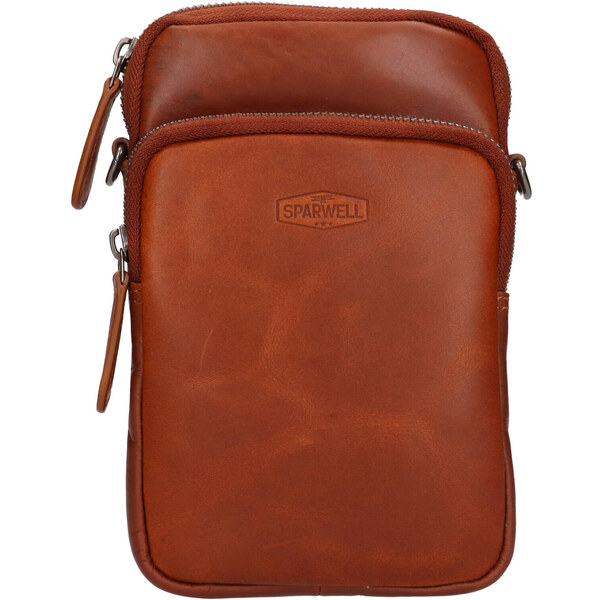 Kožená taška na mobil a doklady Sparwell Ajax - koňak 48690167