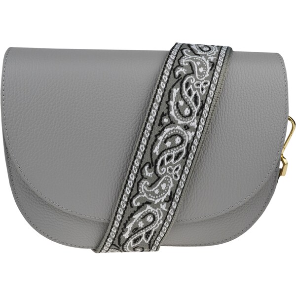 Sivá kožená talianska crossbody kabelka Ramona Grigio s prídavným 48615549