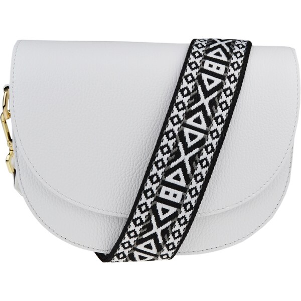 Biela kožená talianska crossbody kabelka Ramona Bianca s prídavným 48615544