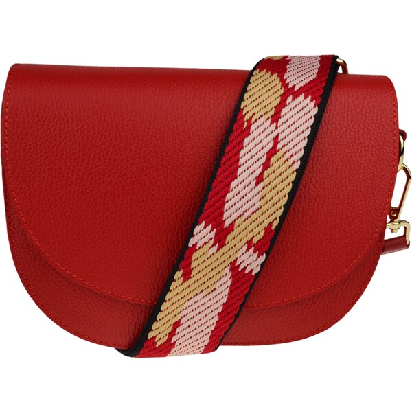 Červená kožená talianska crossbody kabelka Ramona Rosso s prídavným 48615545