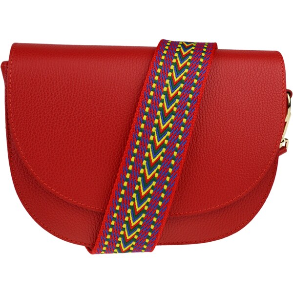 Červená kožená talianska crossbody kabelka Ramona Rosso s prídavným 48615550