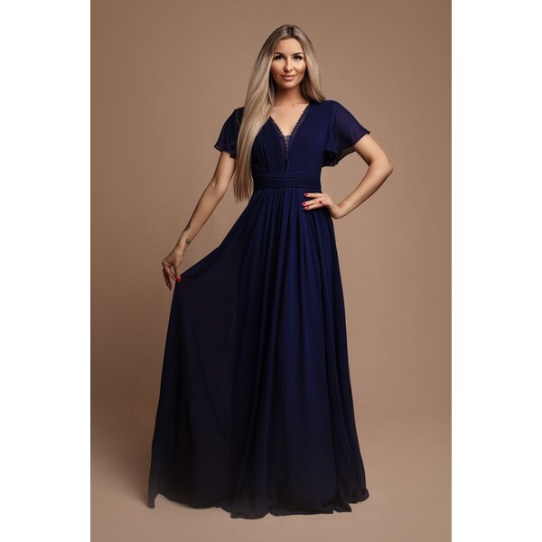 miadresses.sk Tmavomodré spoločenské šifónové šaty 48663183