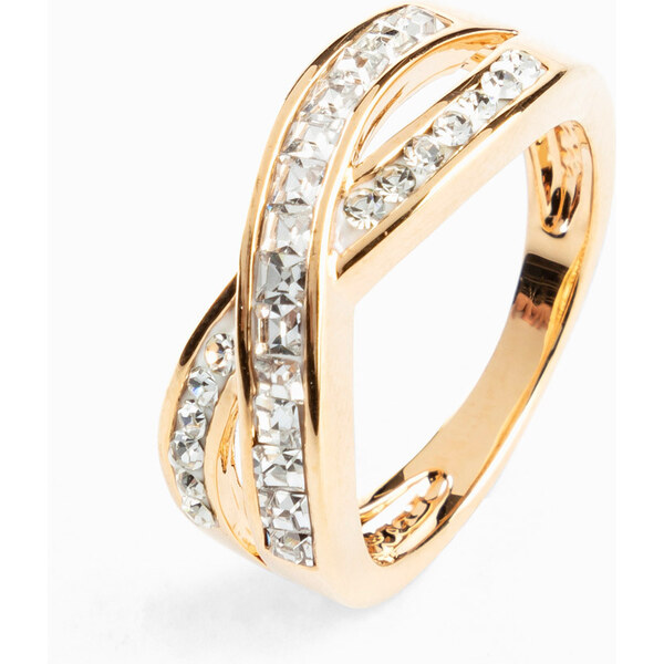 bonprix Prsteň s krištáľovými kamienkami, farba zlatá 45139610