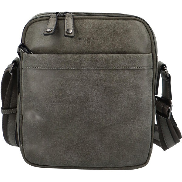 Pánska kožená crossbody taška sivá - Hexagona Bermund šedá 56864800