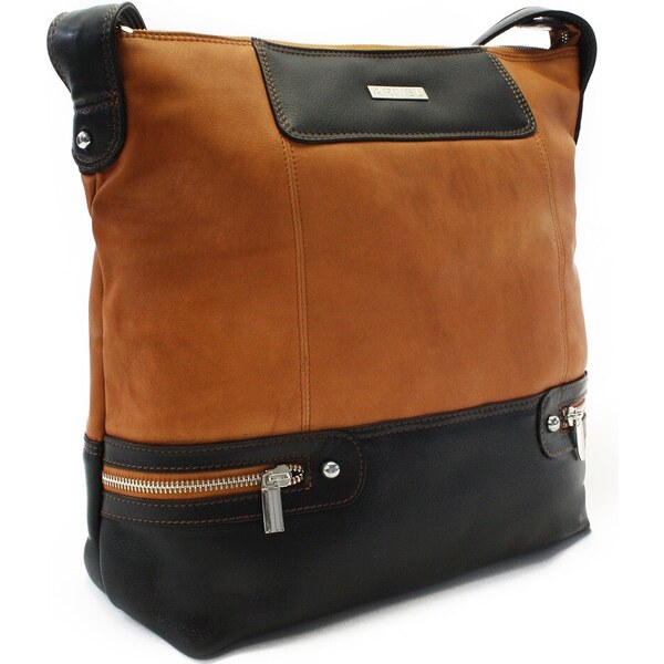 Arwel Koňakovočierna dámska zipsová kožená kabelka 212-6933-05/60 66065278