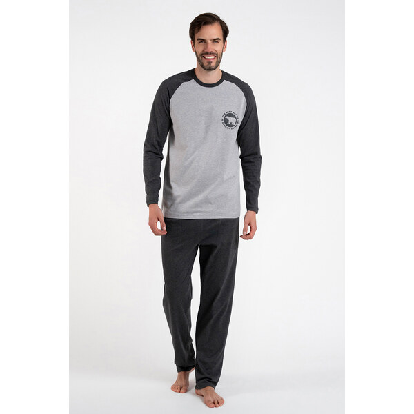 Italian Fashion Pánske bavlnené pyžamo Morten šedé, Farba šedá 48726947
