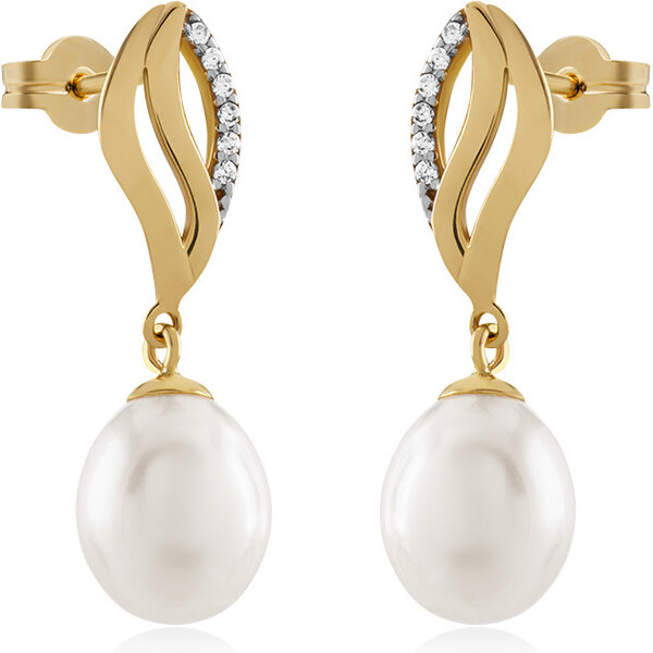 Brilio Elegantné zlaté náušnice s perlami 14/467.002/3ZIR 66581174