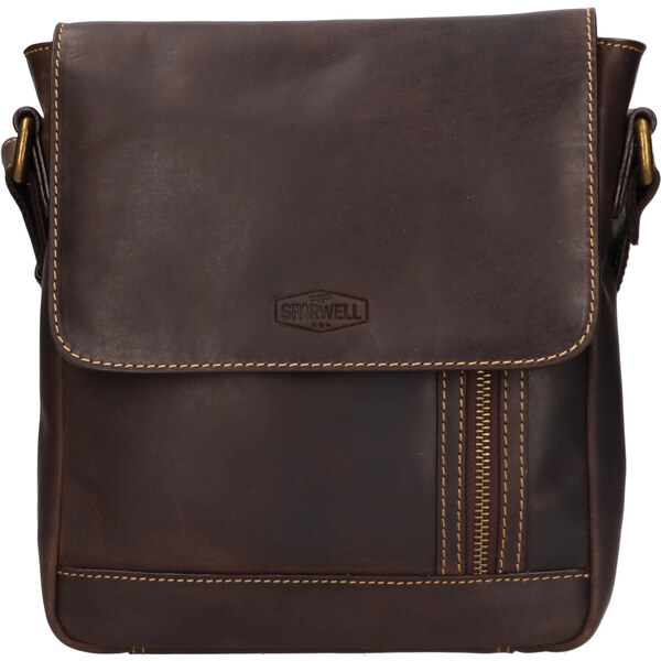 Pánska kožená taška cez rameno Sparwell Zuber - hnedá 48772878