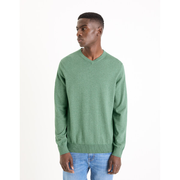 Zelený pánsky basic sveter Celio Decoton 50562532
