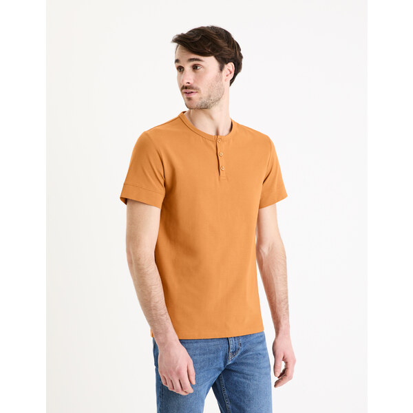 Hnedé pánske basic tričko Celio Geley 50562619