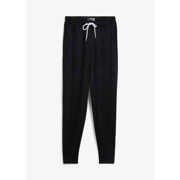 bonprix Ľahké teplákové nohavice s viskózou, farba čierna 44789436