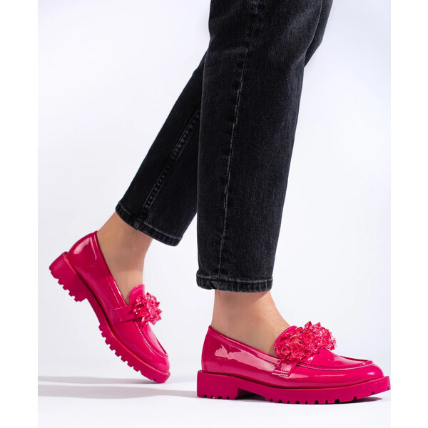 Goodin Dámske mokasíny lakované s kryštálikmi Shelovet - Ružová GD-XR 39627390