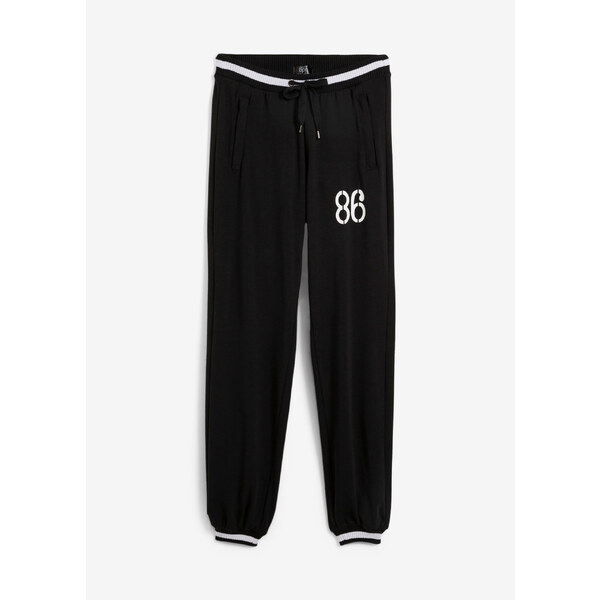 bonprix Športové nohavice z elastického mixu bavlny, farba čierna 44740891