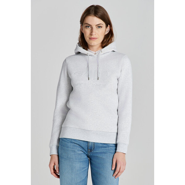 MIKINA GANT REG TONAL SHIELD HOODIE PALE GREY MELANGE 48836804