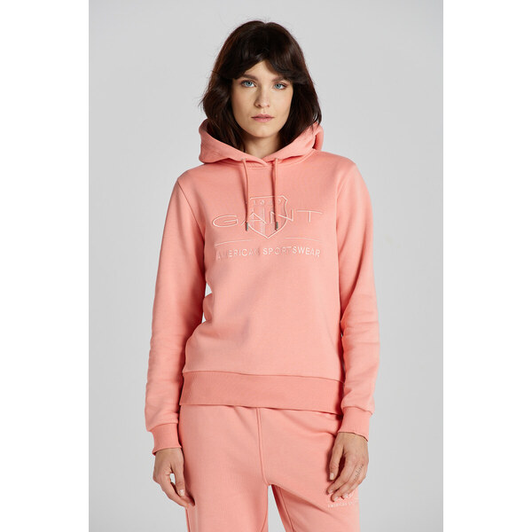 MIKINA GANT REG TONAL SHIELD HOODIE PEACHY PINK 48836805