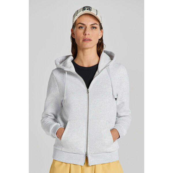 MIKINA GANT REG TONAL SHIELD ZIP HOODIE PALE GREY MELANGE 48836815