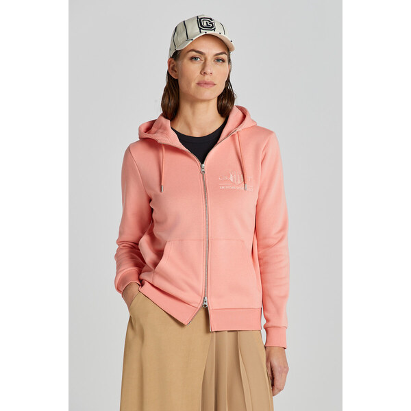 MIKINA GANT REG TONAL SHIELD ZIP HOODIE PEACHY PINK 48836816