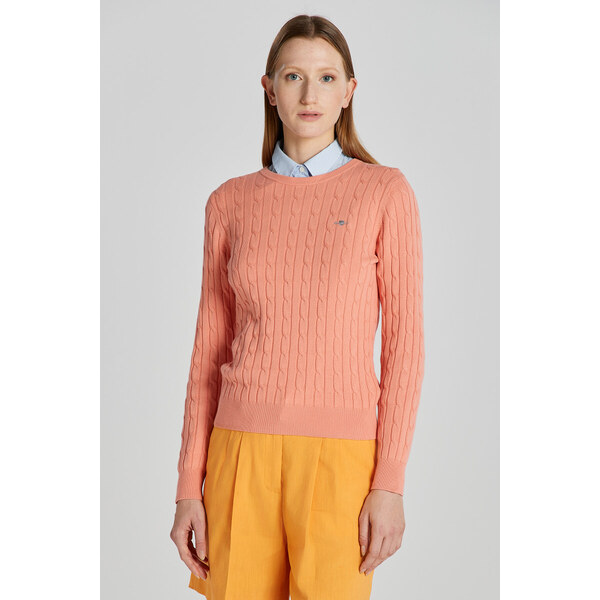 SVETER GANT STRETCH COTTON CABLE C-NECK PEACHY PINK 48836843