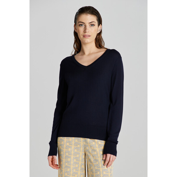 SVETER GANT FINE KNIT V-NECK EVENING BLUE 48836876