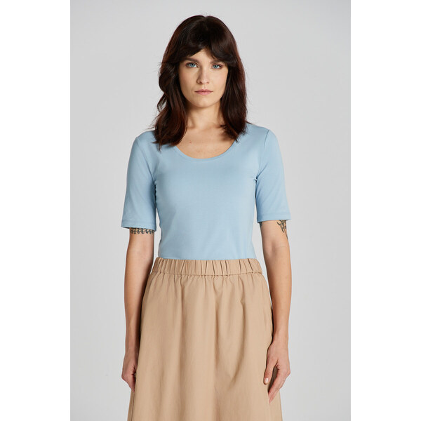 TRIČKO GANT SLIM COT/ELA SS SCOOP NECK TOP DOVE BLUE 48836875