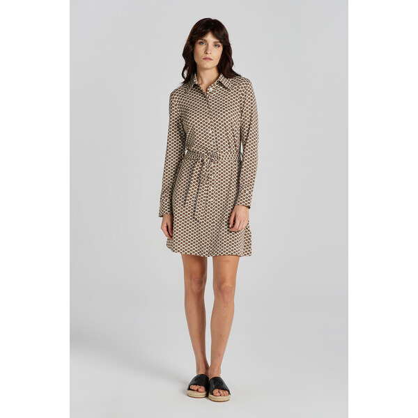ŠATY GANT SLIM MONOGRAM JERSEY SHIRT DRESS ROASTED WALNUT 48836898