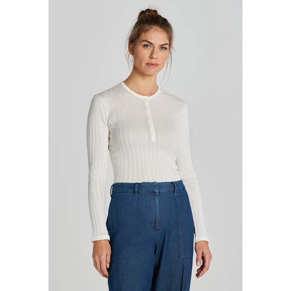TRIČKO GANT RIBBED LS HENLEY EGGSHELL 48836919