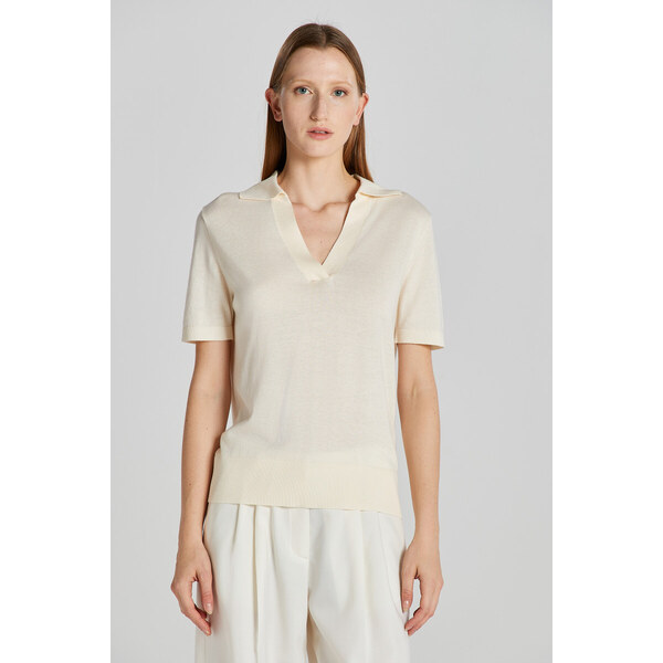 SVETER GANT FINE KNIT SHORT SLEEVED RUGGER CREAM 48836932