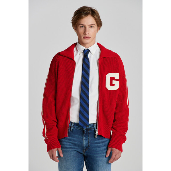 SVETER GANT CROPPED SHINY COTTON TRACK JACKET RUBY RED 48836960