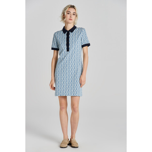 ŠATY GANT G-PATTERN JAQUARD SS POLO DRESS DOVE BLUE 48836987