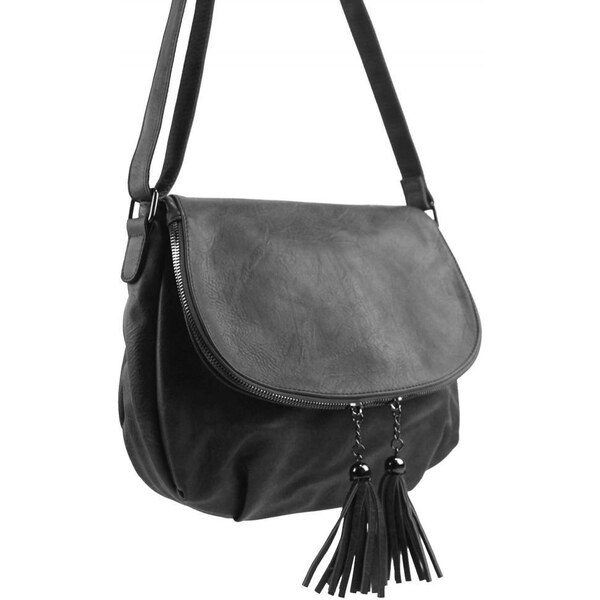 INT. COMPANY Crossbody dámska mäkká kabelka tmavo šedá 48829210