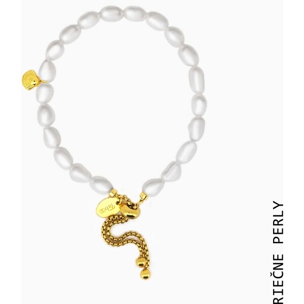 Taboo náramok Atlantis s mušľou, prírodné, riečne, biele perly tba106 48856564