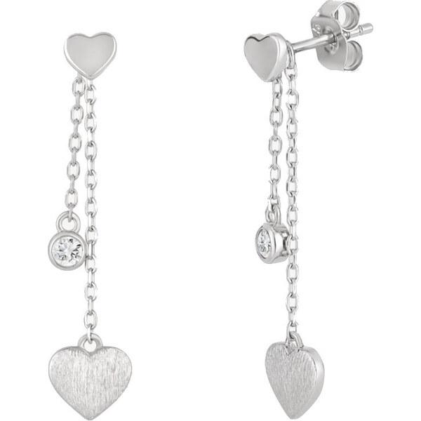 Preciosa Slušivé strieborné náušnice Sweetheart s kubickou zirkóniou 66593801
