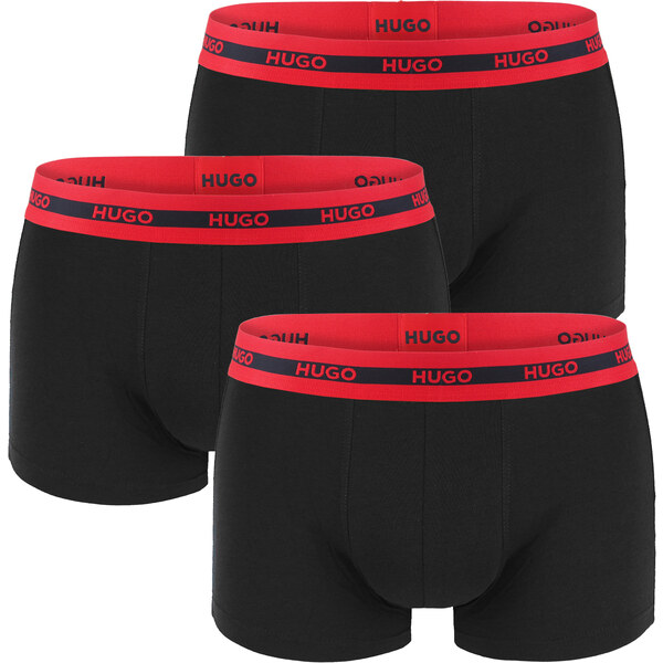 HUGO - boxerky 3PACK cotton stretch black color combo z organickej 48873576
