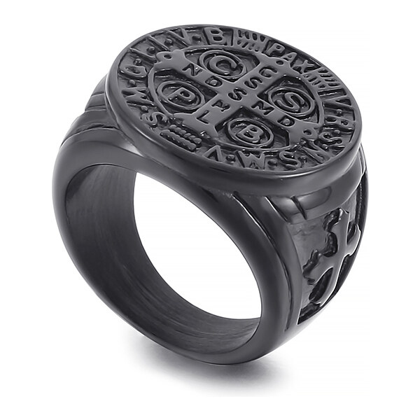 Royal Fashion pánsky čierny prsteň Kríž KR107709-WGDM 54217186