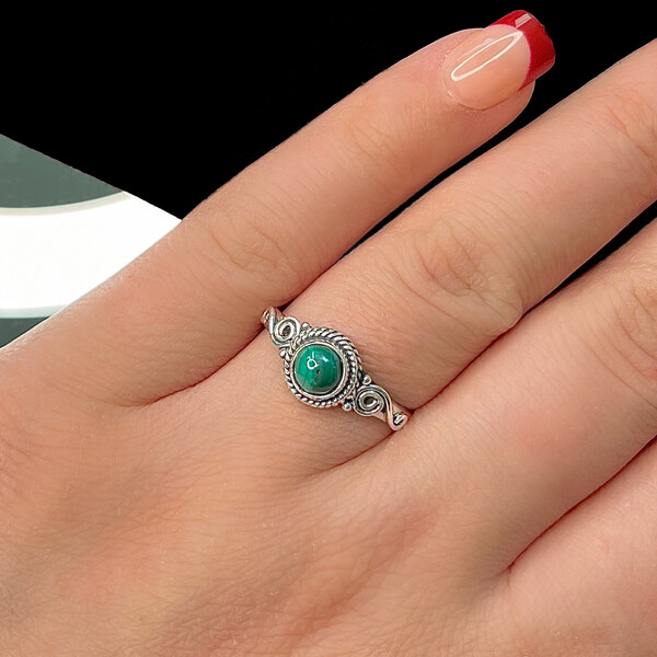 Olivie Strieborný prsteň MALACHIT 8271 48914798