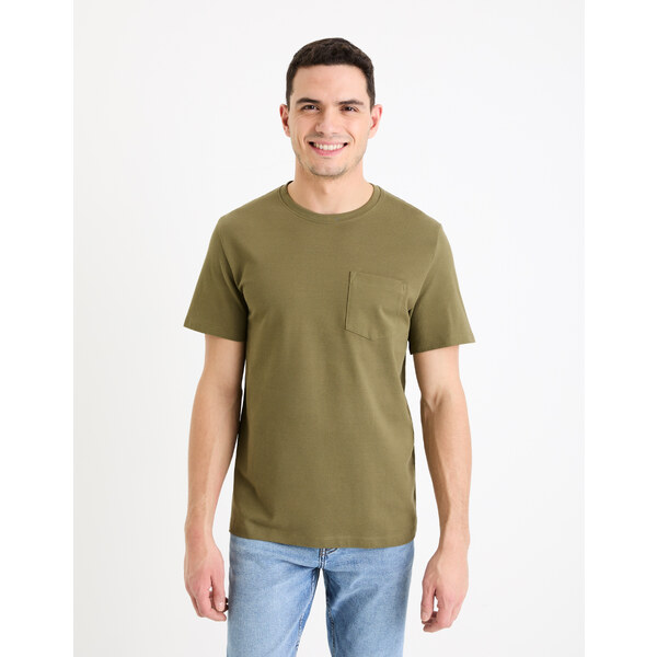 Kaki pánske basic tričko Celio Gepik 50560093