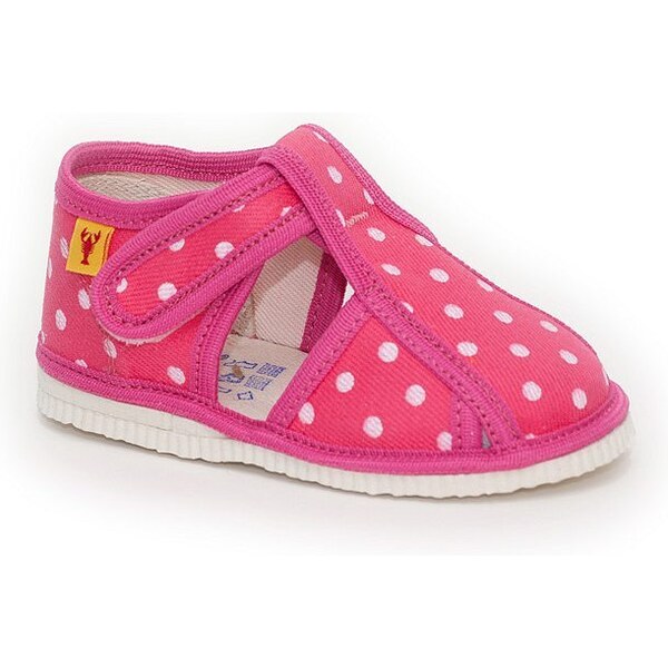 Papučky RAK Ružové s bodkami - suchý zips 46771082