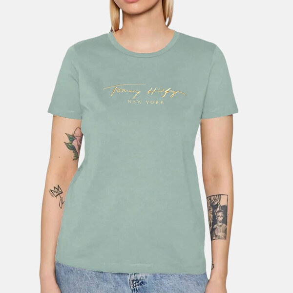 Dámské světle zelené triko Tommy Hilfiger 55468 48954053