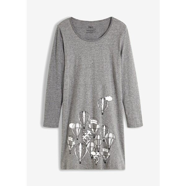 bonprix Nočná košeľa, krátka, s dlhým rukávom, farba šedá 48958561