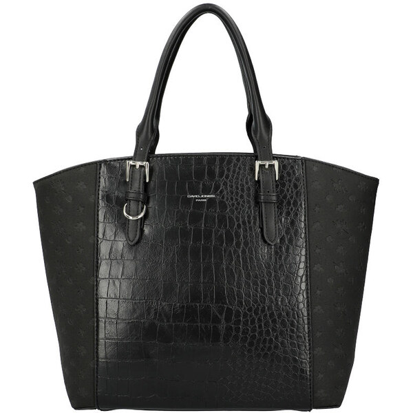 DAVID JONES Čierna semišová taška do ruky s kroko vzorom 48966225