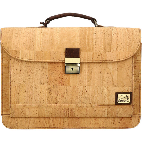 Prestížna portugalská korková pánska aktovka SIMARC prírodná 48973044