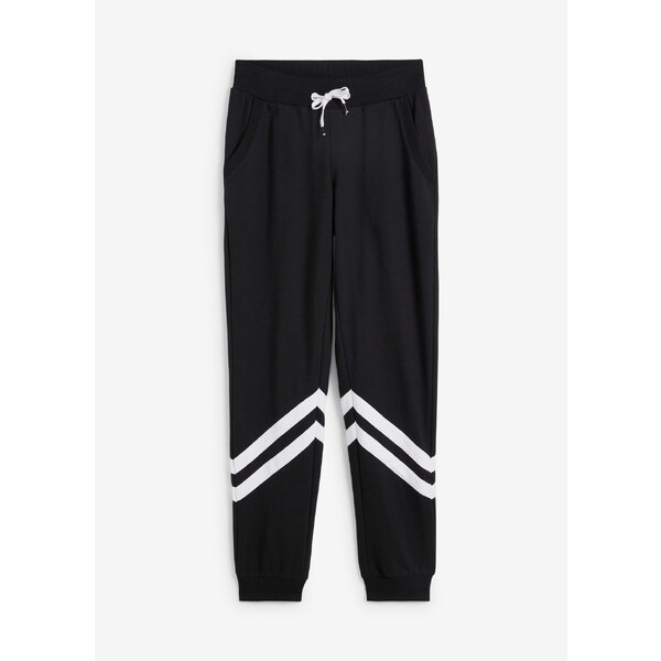 bonprix Tepláky s pásikmi, farba čierna 44731707