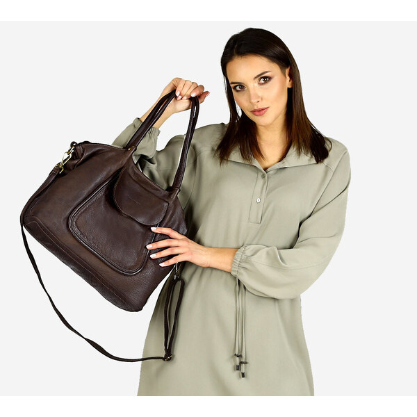 Marco Mazzini handmade MARCO MAZZINI Kožená shopper kabelka | hnedá 30362425