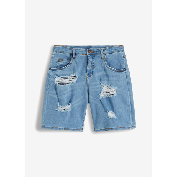 bonprix Džínsové šortky, destroyed, vysoký pás, farba modrá 44741275