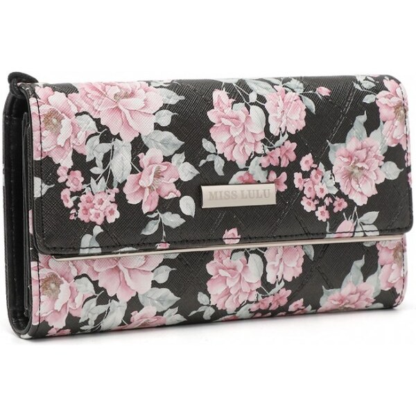 Miss Lulu Peňaženka - s kvetinovou potlačou a putkom, čierna 65284931