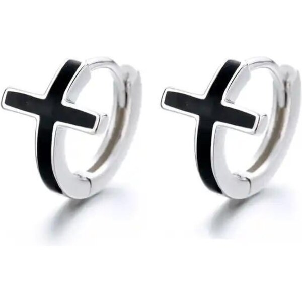 Olivie Strieborné náušnice ČIERNY KRÍŽOK 8386 49029740