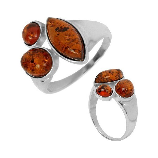 Ligot Originálny strieborný prsteň s pravým jantárom 49018539