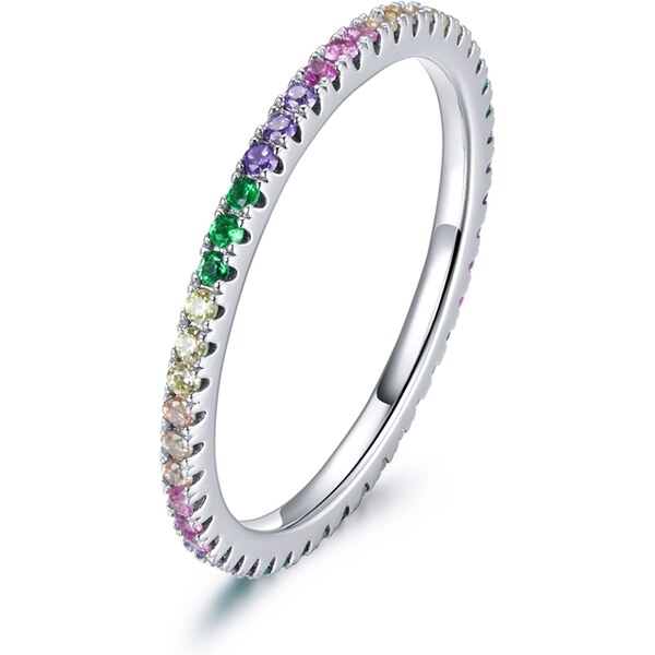 Ligot Strieborný prsteň s farebnými zirkónmi 49018615