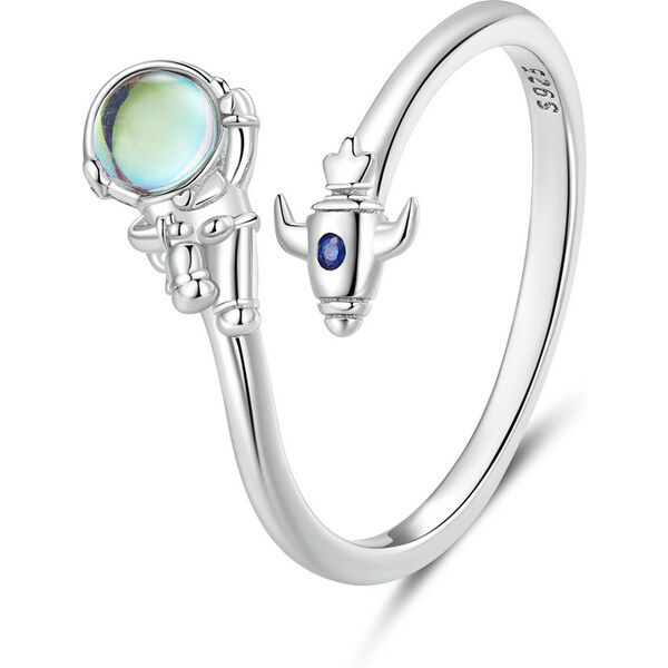 Ligot Strieborný otvorený prsteň astronaut s raketou 49018614