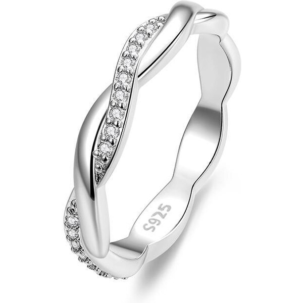 Ligot Strieborný prsteň so zirkónmi prepletaný 49018617